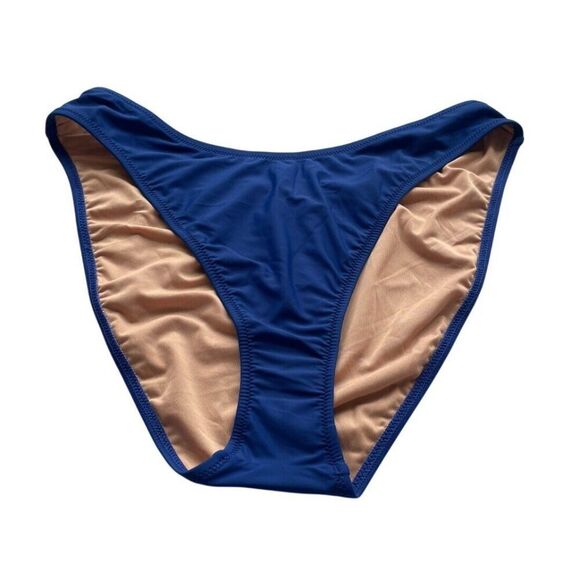 J.Crew Bikini Bottom Womens Large Blue Stretch 90s High Leg Swimwear Resortwear - Picture 1 of 8